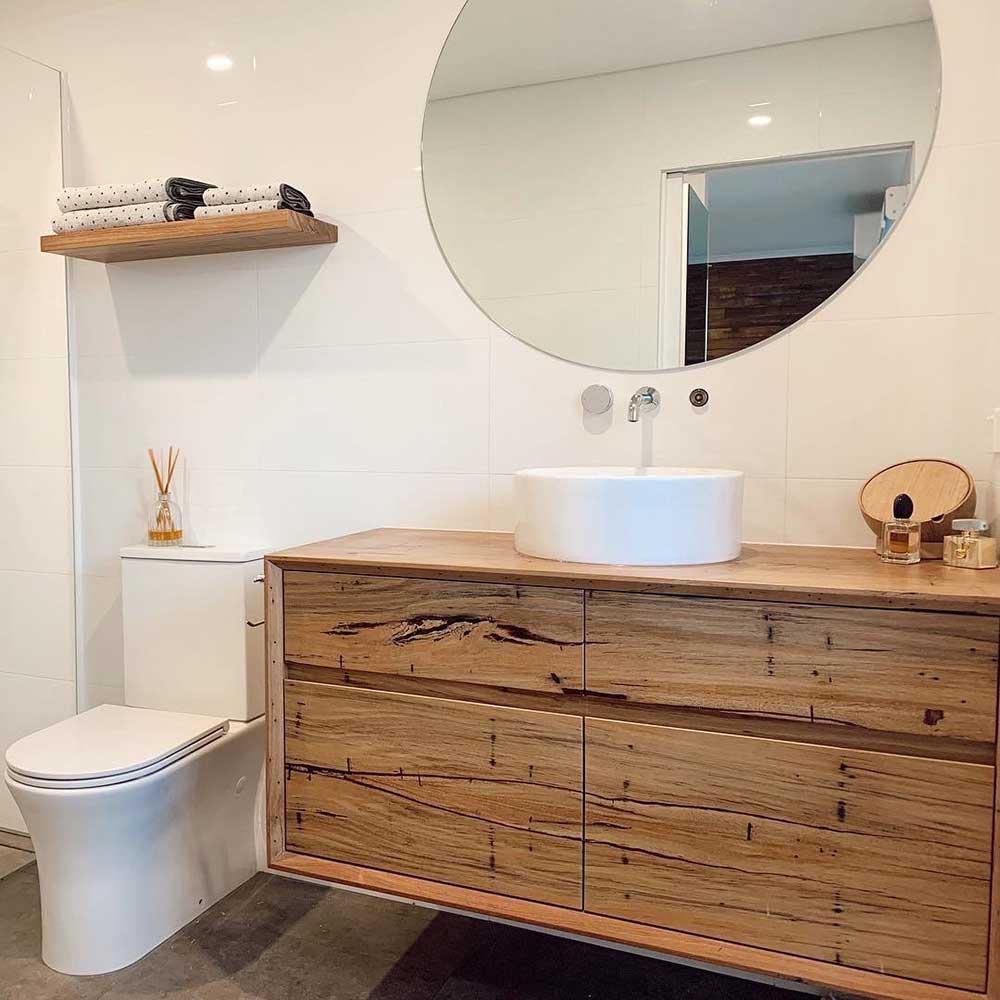 Bathroom: Recycled messmate vanity