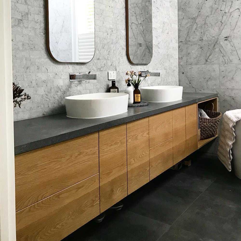 Bathroom: American oak vanity