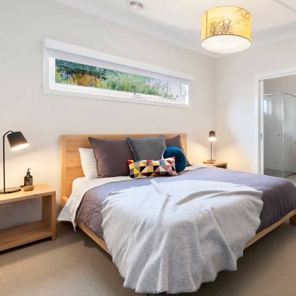 Bedroom: Chestnut bed with matching bedsides