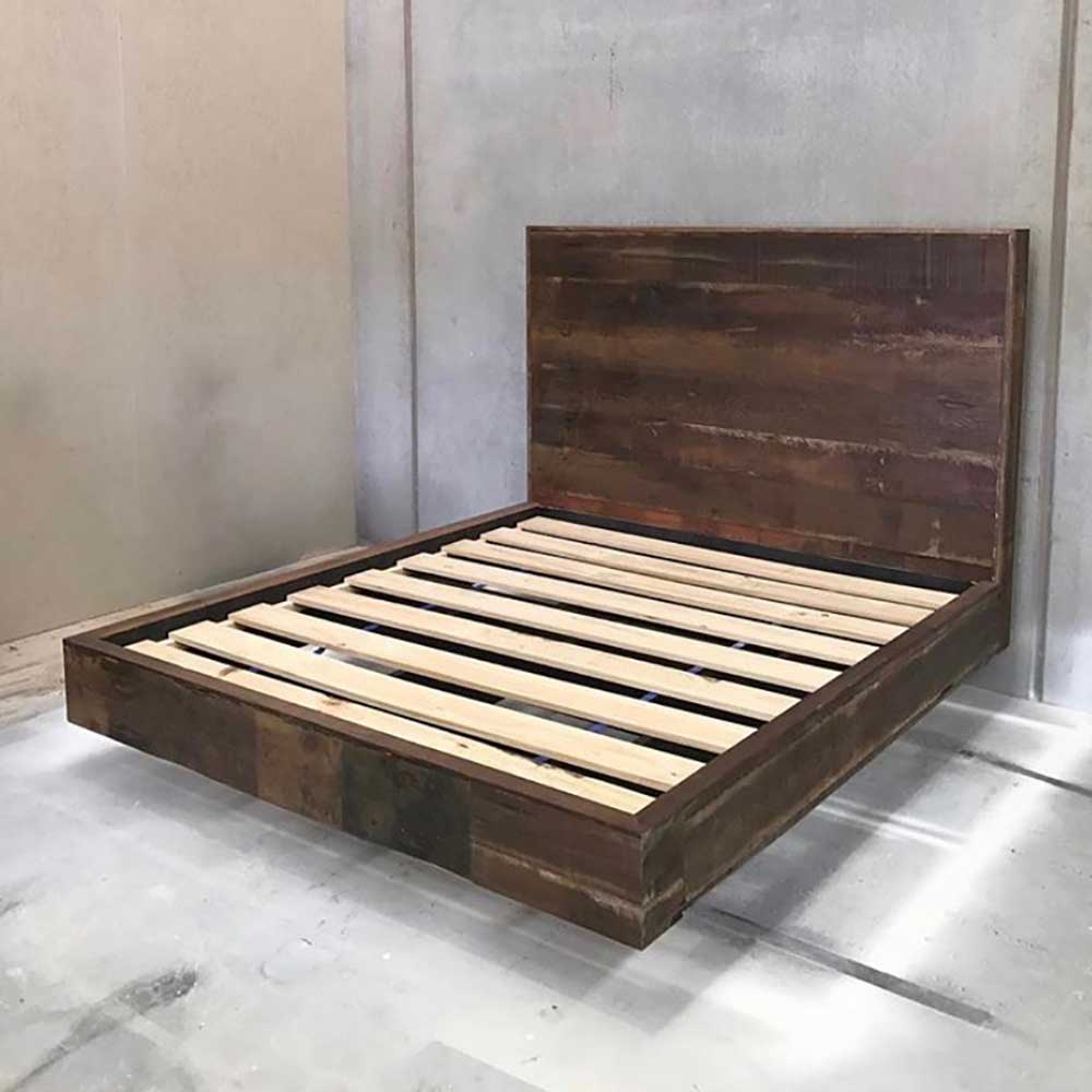 Bedroom: Rustic recycled cedar floating bed