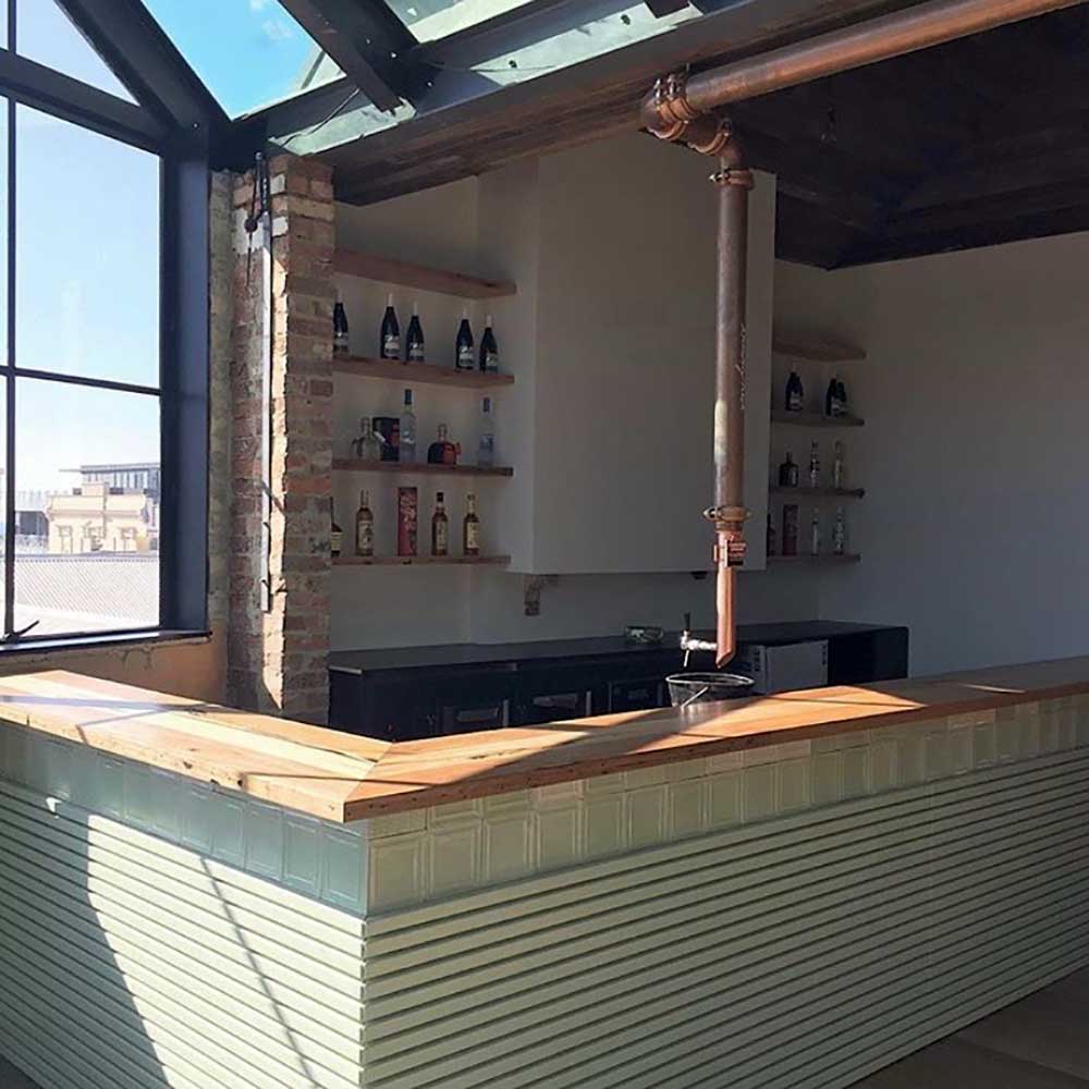 Commercial: Recycled messmate bar and floating shelves