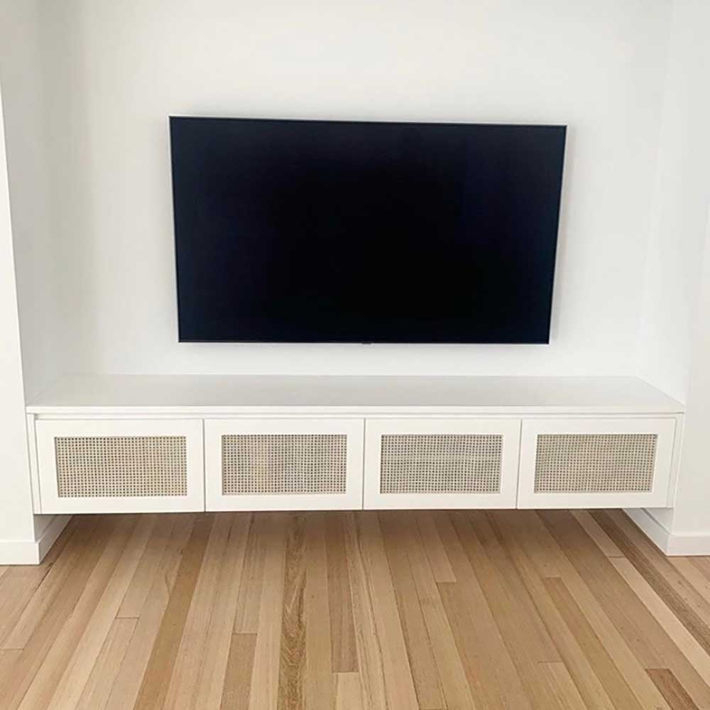 Lounge: White oak wicker TV unit