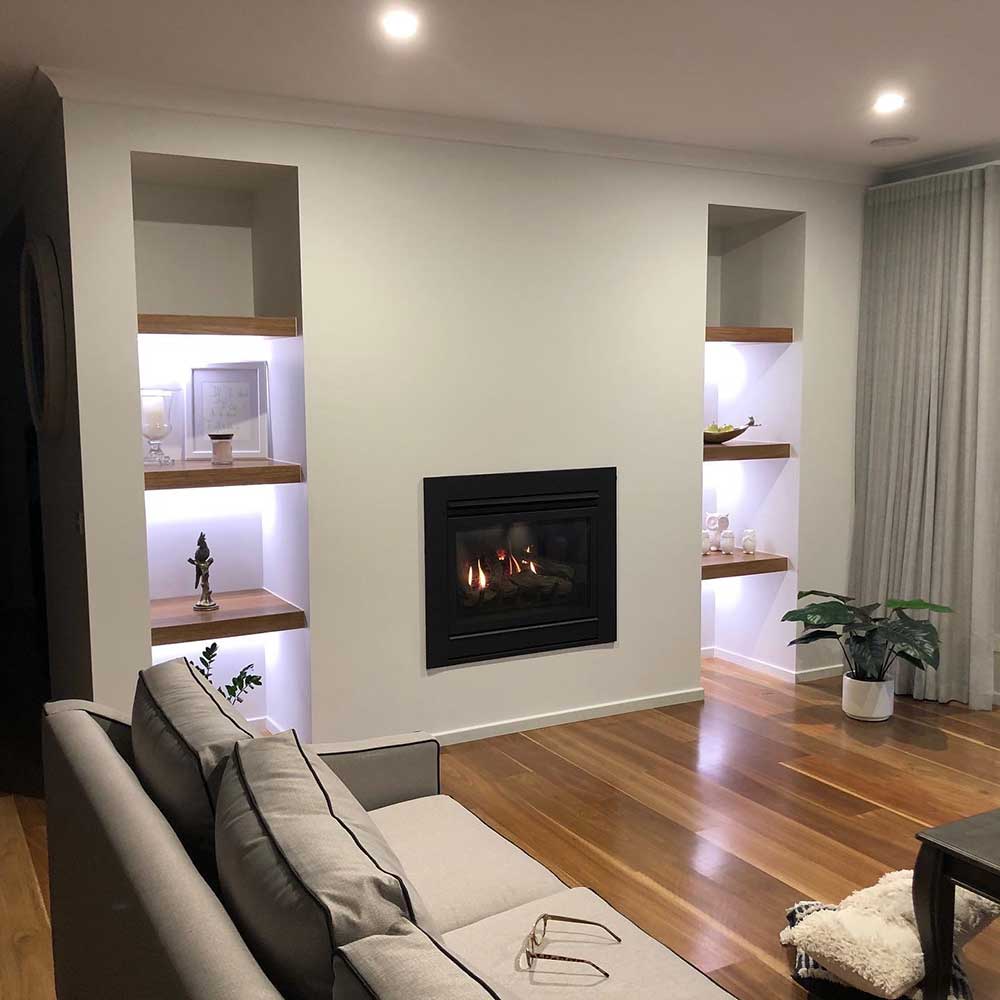 Shelving & storage: Spotted gum alcove shelves